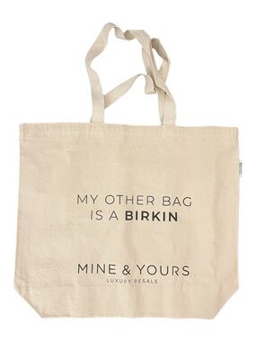 Beige Organic Cotton Tote Bag - "My Other Bag is a Birkin"
